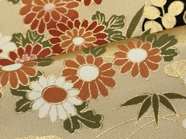 平和屋着物□豪華黒留袖 駒刺繍 御所車雪輪飛鶴花文 金彩