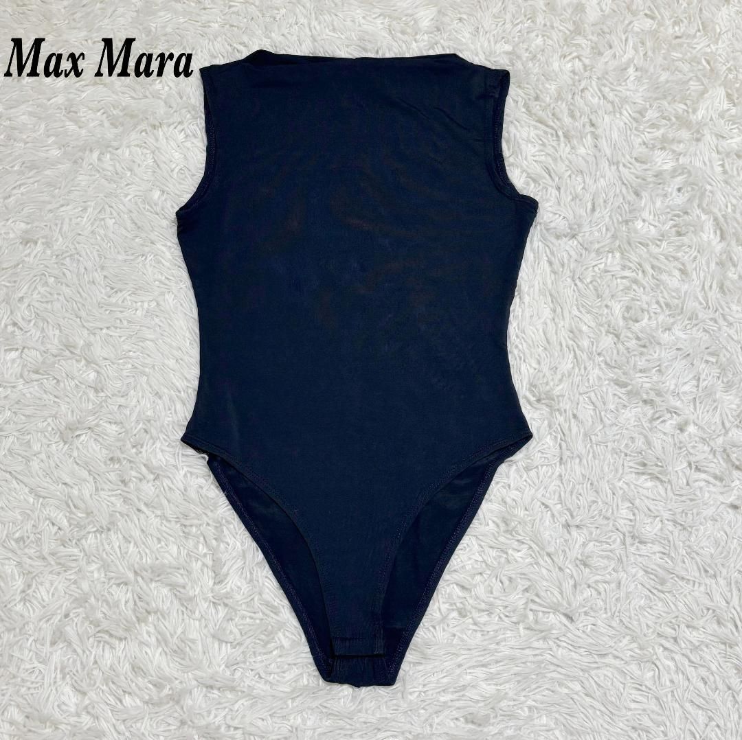 Max Mara M ボートネック ボディスーツ ネイビー 無地