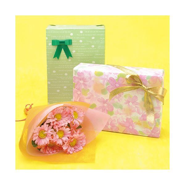 (まとめ) ササガワ 包装紙 フラワーレターG半才判 49-1526 1パック（50枚） (×10セット) |b04 包装紙 フラワーレター グリーン 花柄 半才判 50枚入 | ササガワ