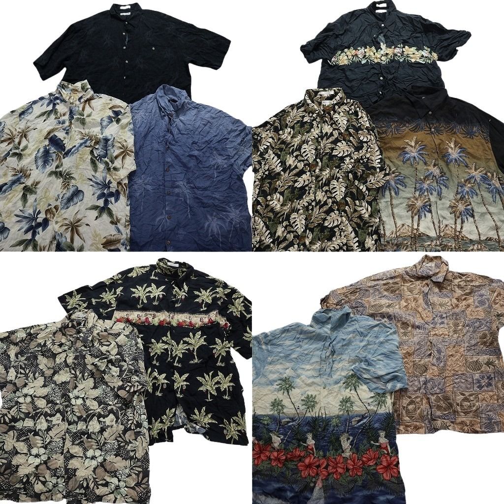 古着卸 ピエールカルダン アロハシャツ 半袖シャツ 10枚セット メンズ XL ホライズン フラガール ハイビスカス 古着 NA3162