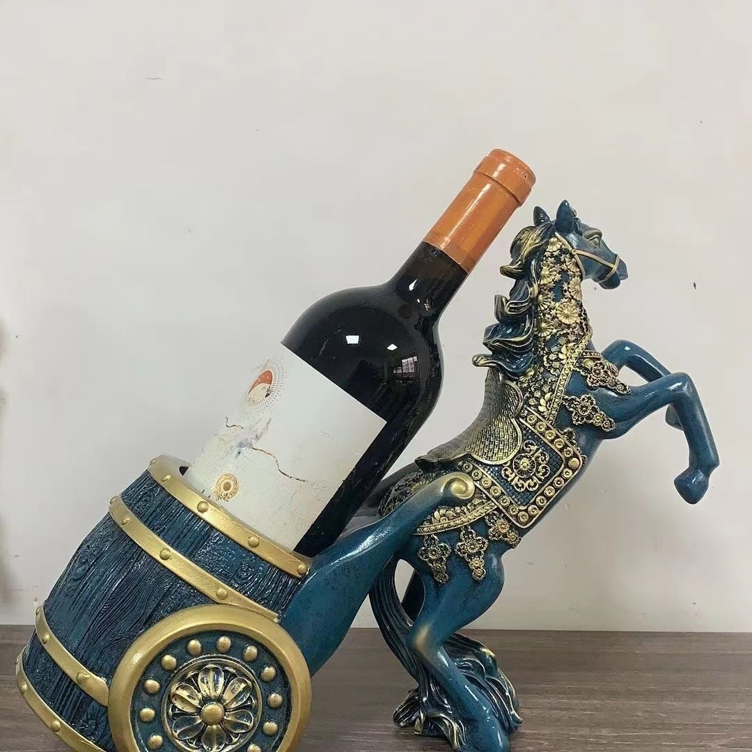 ワインラック 置物 動物 カラー おしゃれ ブルー 青 馬 ホース 樽 オブジェ ワインラック ワインボトルホルダー 置物 オブジェ 動物