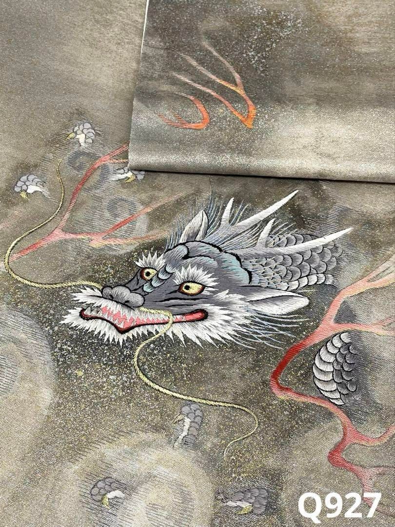 蘇州刺繍 昇龍 袋帯 金糸 金彩 銀彩 正絹 お太鼓柄 Q927 - メルカリ