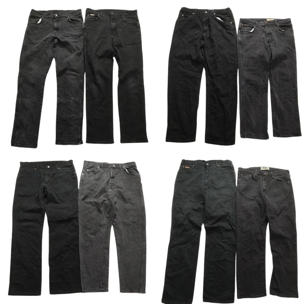 古着卸 Wrangler ラングラー ブラックデニム パンツ 8枚セット メンズ 36 革パッチ フェード アメカジ 古着 NA5897