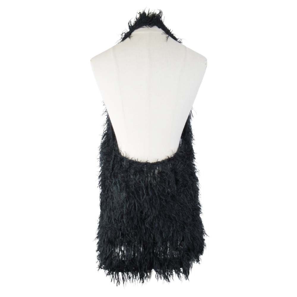 お早めにどうぞ！！ ♥ 23aw DRIES VAN NOTEN ドリスヴァンノッテン CAFIA フェザーヤーン ホルターネック トップス 38 黒 ブラック レディース 古着 着回しコーデ