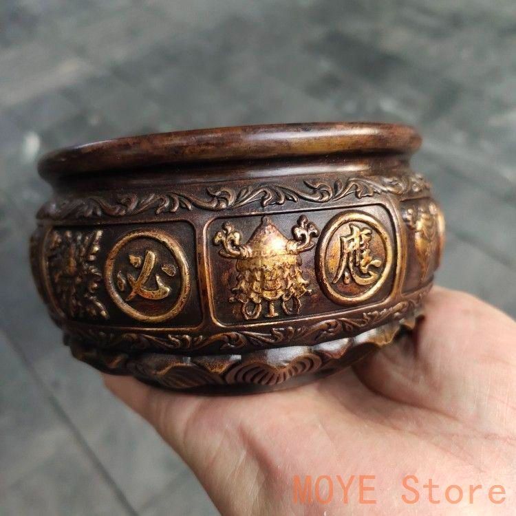 銅 香炉 有求必応灰皿 祥雲紋香炉 焼香炉 工芸品 置物zw0829 - メルカリ