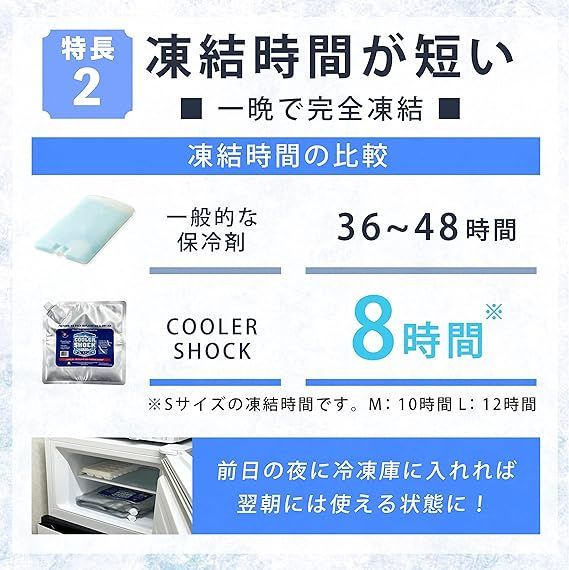 クーラーショック 保冷剤 3個セット Lサイズ 繰り返し使用可-7.8℃を