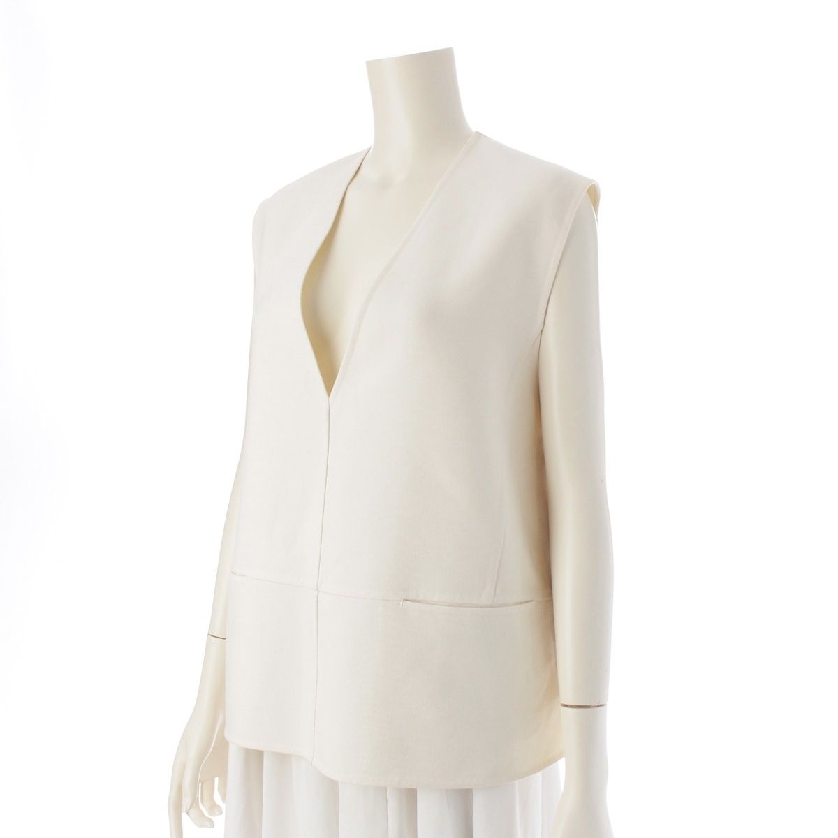 ドゥロワー ウールケヌキ ジレ ベスト トップス 6521-299-1103 オフホワイト アイボリー 36