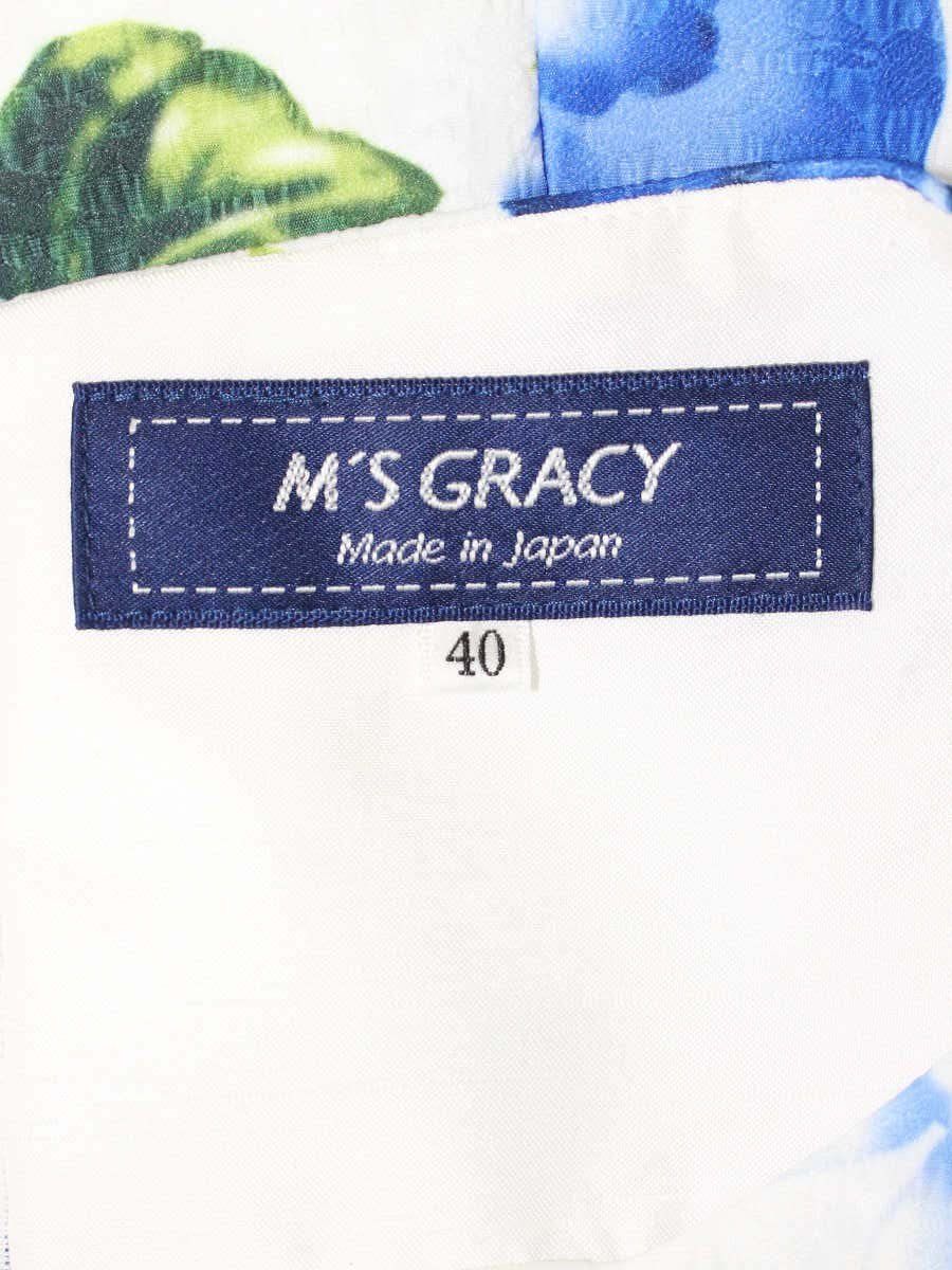 【未使用級♡希少40】エムズグレイシー　ブルーローズリボンワンピース　グログラン 未使用級♡希少40】エムズグレイシー ブルーローズリボン