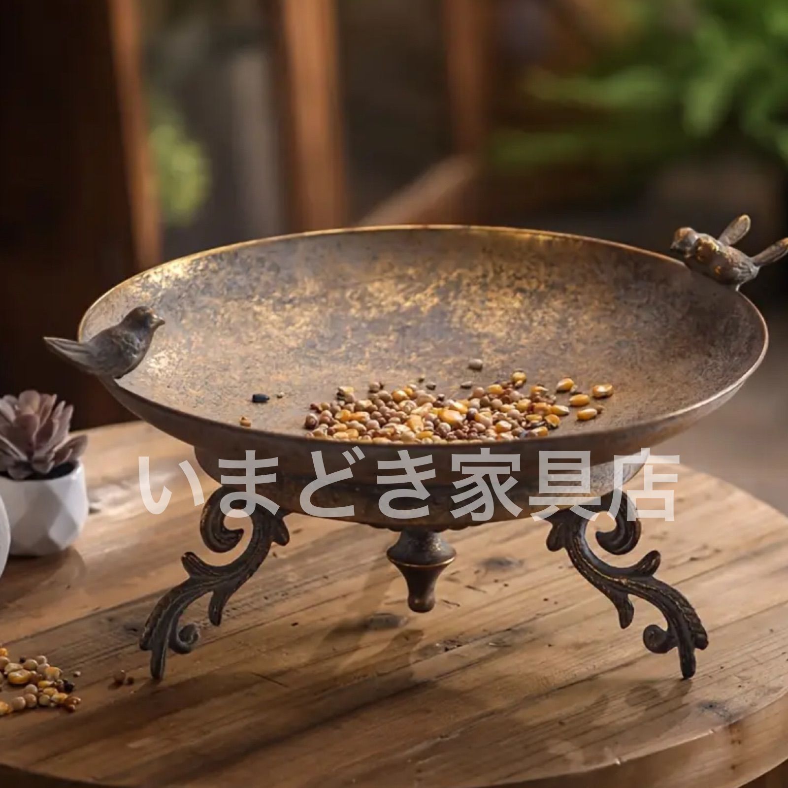 アイアン2段トレイ／ホワイトアイアン飾り台／鳥雑貨／フレンチカントリー／新品 新品・未使用 プランタースタンド 鳥 フレンチカントリー風 2段