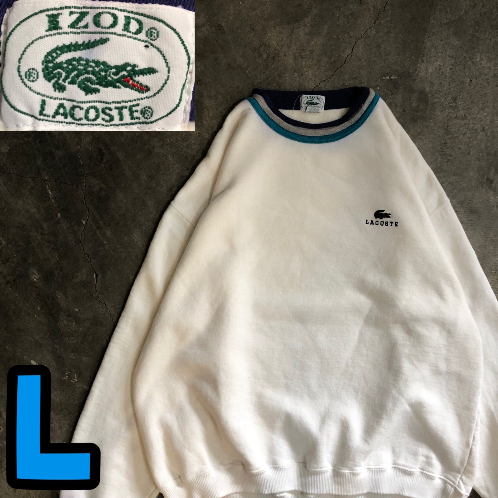 【18％OFF】 T5514 メルカリ - 古着 オーバーサイズ 刺繍ロゴ スウェット LACOSTE トップス