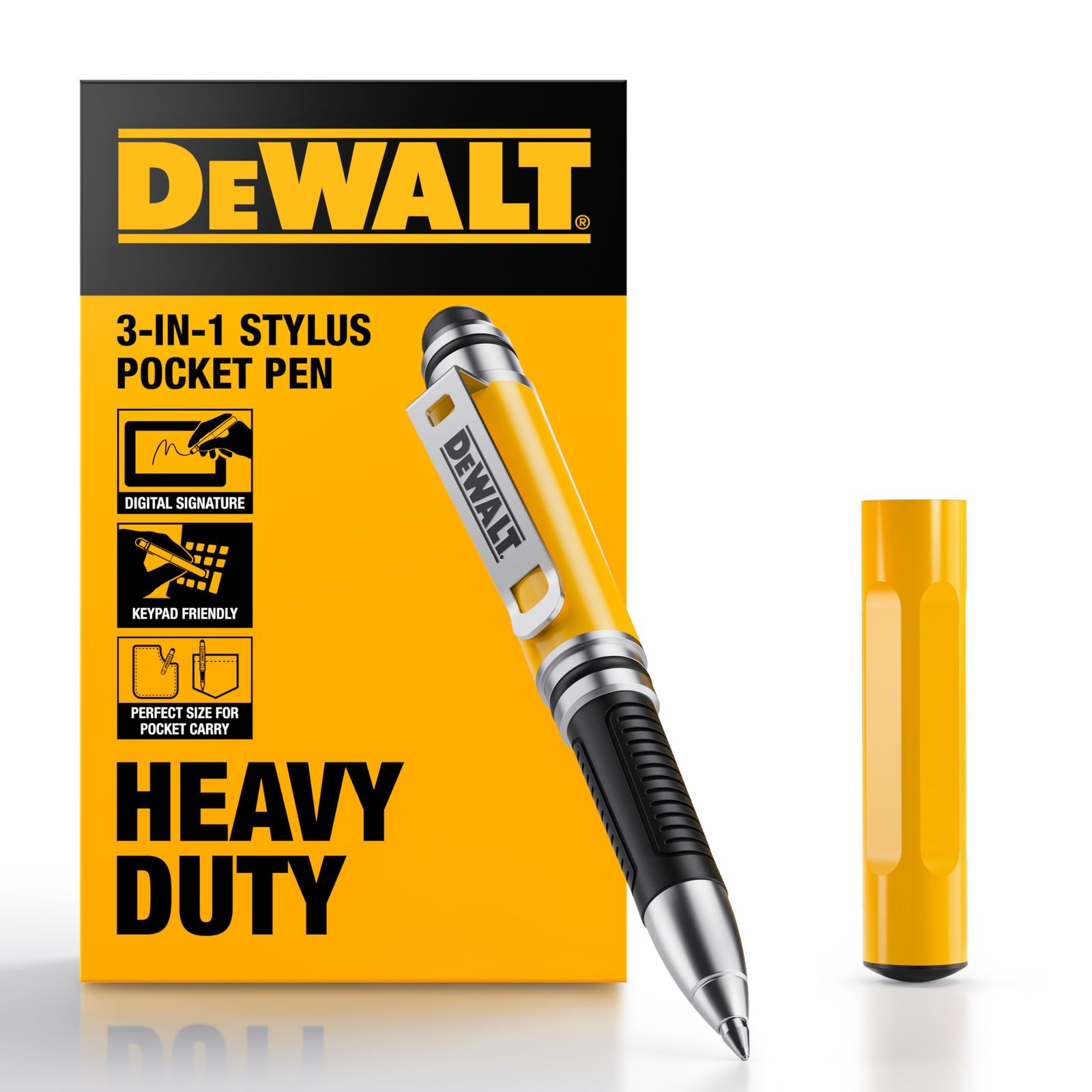 DEWALT 3-in-1 スタイラスペン ポケットサイズのスタイラスペン ボールペンEDCペン スタイラスチップ付き インクカートリッジ付属 お父さんへのギフトに