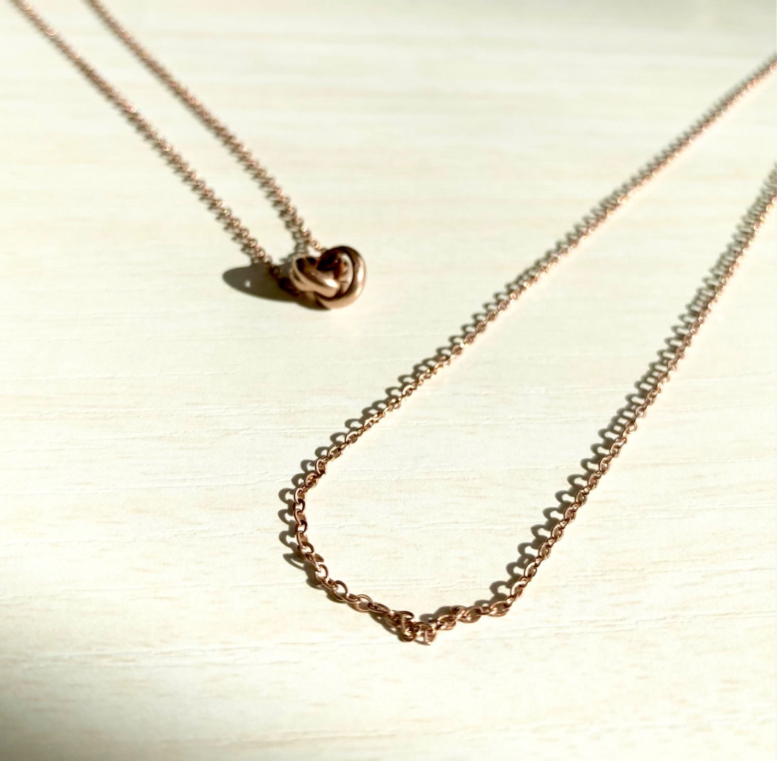 【 サージカルステンレス 316L 】 シンプル あずき チェーン ネックレス ( ピンクゴールド ) 金属アレルギー対応 / 錆びない つけっぱなし アクセサリー / ニッケルフリー / 送料無料 / ギフト ラッピング プレゼント