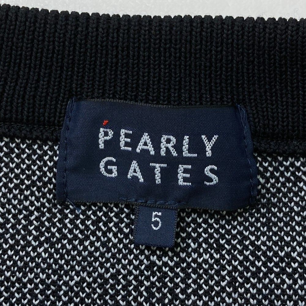 サイズ：5 PEARLY GATES パーリーゲイツ  ウール混 ニットセーター ゼブラ柄 ブラック系 [240101413557] ゴルフウェア メンズ ストスト サイズ：5 PEARLY GATES パーリーゲイツ ウール混 ニット
