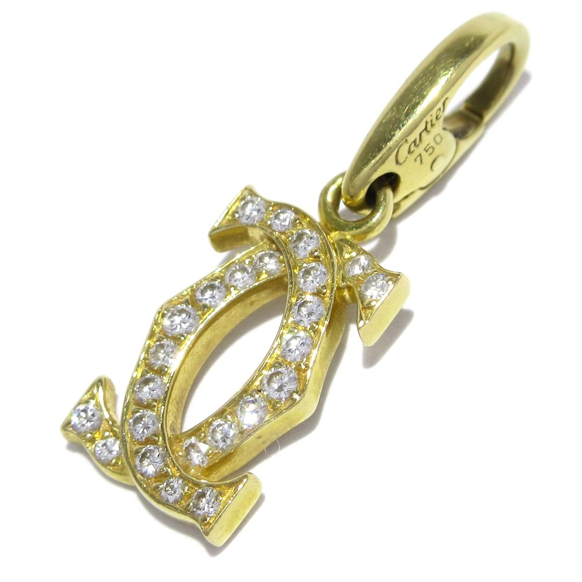 Cartier カルティエ ペンダントトップ 2Cダイヤチャーム K18YG×ダイヤモンド 24Pダイヤ