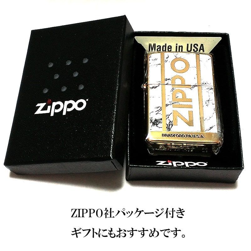 ZIPPO かっこいい 大理石 Logo Marble ジッポ ライター ロゴ ゴールド 
