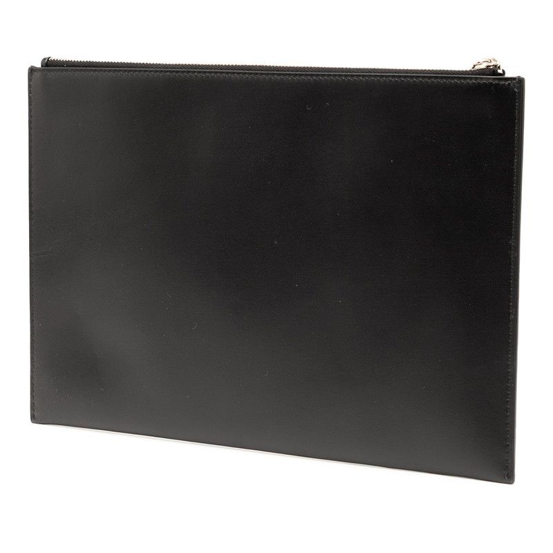 ディオール ロゴ インビテーションポーチ ブラック ホワイト レザー メンズ Dior 1-0235333