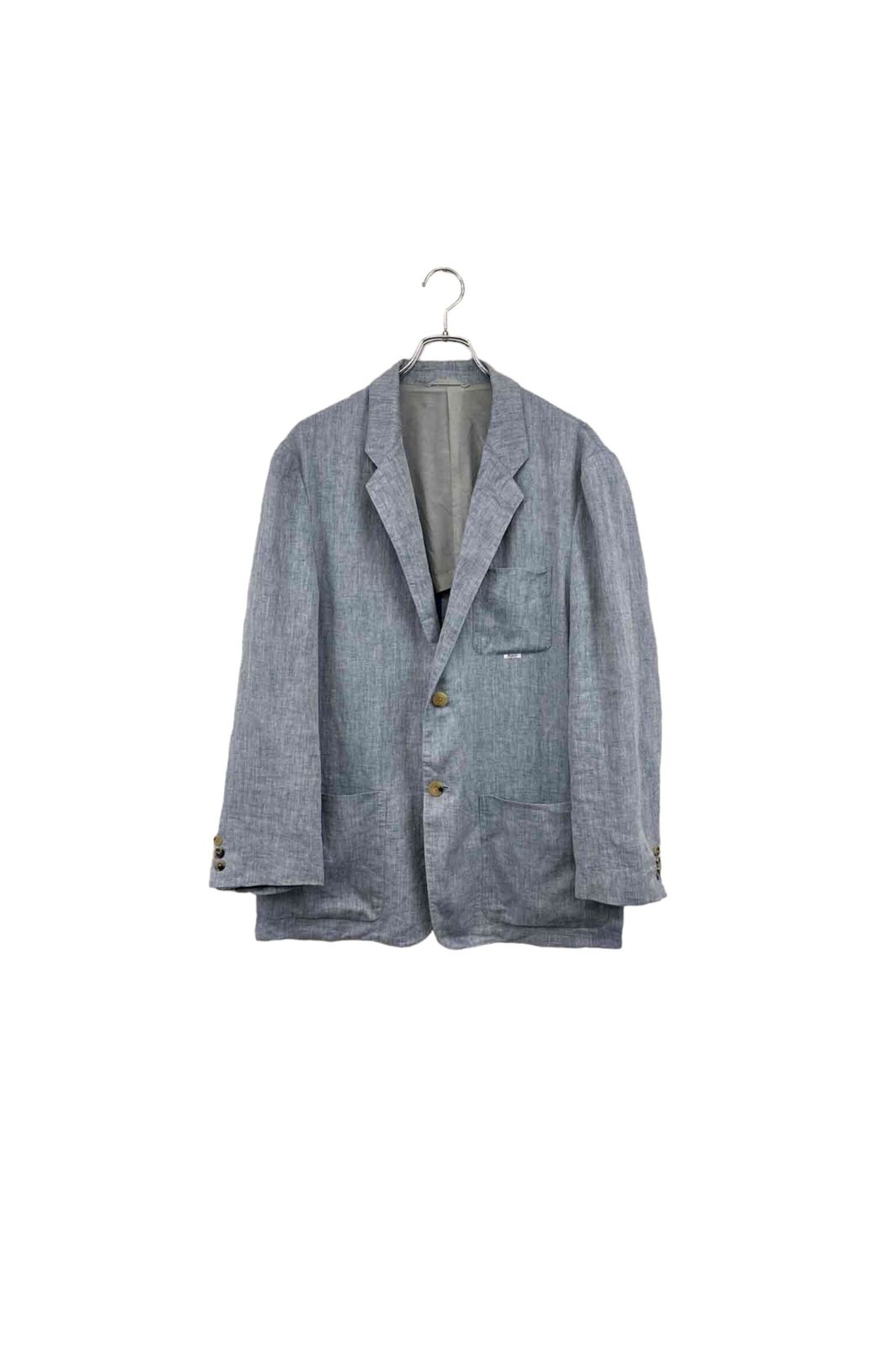Papas blue linen jacket パパス テーラードジャケット リネン100% サイズM ブルー メンズ ヴィンテージ 6