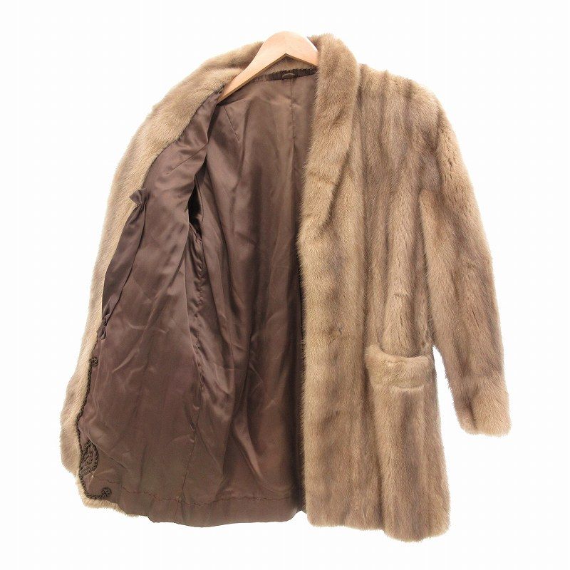 毛皮コート ブラウンベージュストライプ
