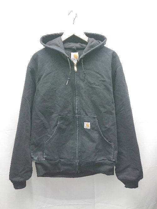 carhartt 無地 シンプル フード 内メッシュ 米国製 長袖 デニム ジャケット ブルゾン Mサイズ ブラック メンズ E 1303160012272