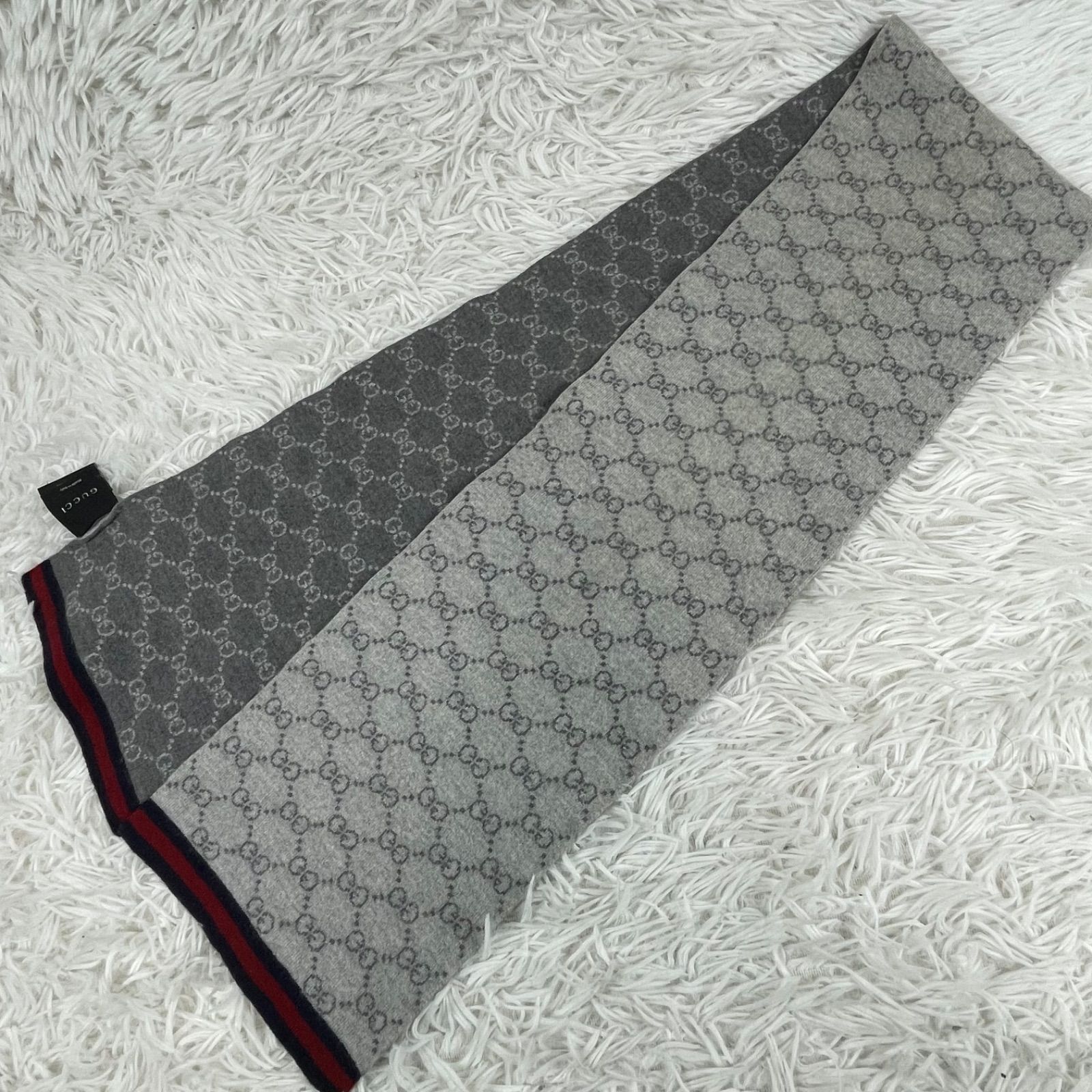 GUCCI グッチ マフラー ストール GG総柄 ダブルジャガード シェリー