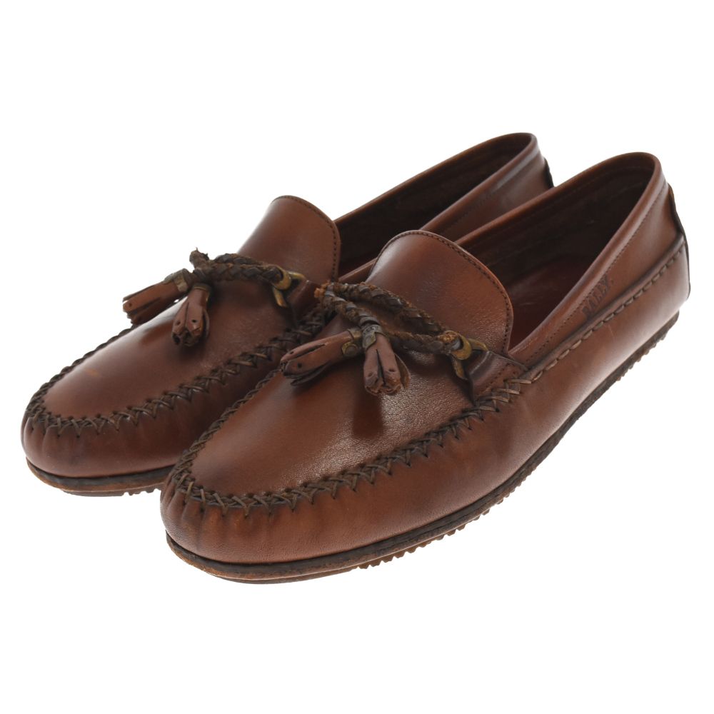 BALLY バリー レザー ドライビングシューズ ブラウン 極美品 BALLY (バリー) タッセル付 レザードライビングシューズ ブラウン