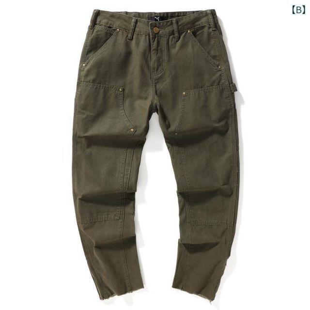 2XL メンズ 男性用 ファッション オシャレ シンプル 大人 かっこいい ストリート ヒップホップ HipHop カーキ 春夏 アメリカン ハイ ストリート カジュアル パンツ ゆったり ジッパー パンツ
