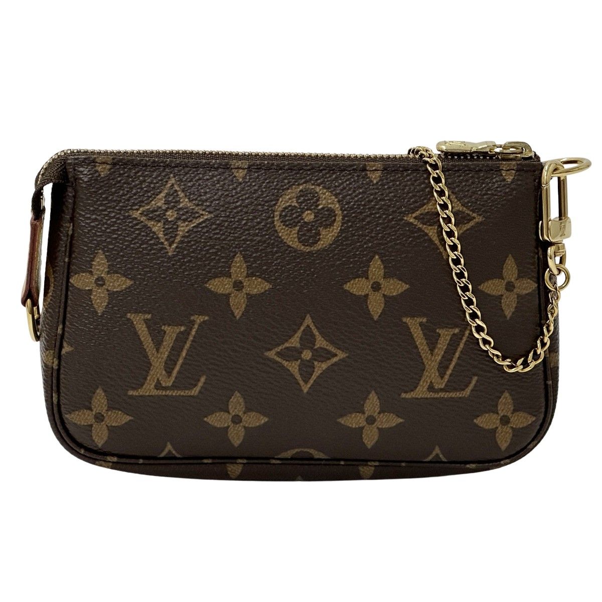 ルイ ヴィトン LOUIS VUITTON ポーチ モノグラム レディース メンズ ブランド モノグラムキャンバス ミニポシェット アクセソワール ブラウン ミニポーチ コンパクト チェーン付き おしゃれ