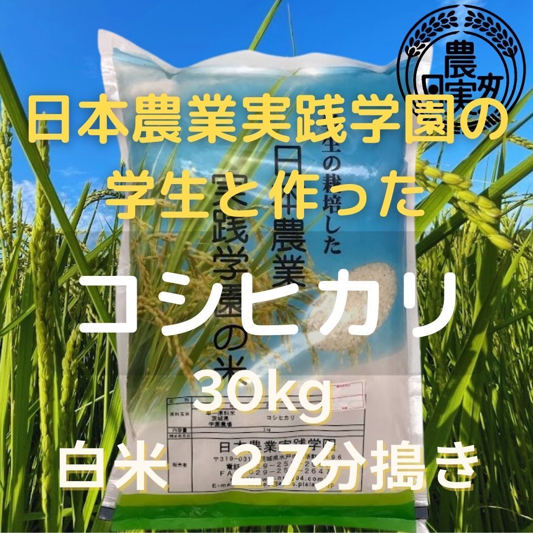 農業学校の【コシヒカリ】30kg白米/7分搗き/2分搗き【令和5年産新米】お米30キロ販売再開9月下旬予定