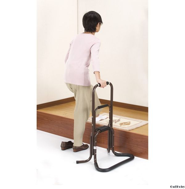 ブラウン 3段階 手すり 立ち上がり 補助 工具不要 介護 立ち上がり
