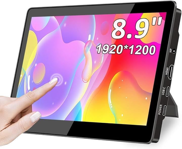 Viewturbo ミニ モニター 8.9 インチ タッチパネル FHD 1920x1200 小型モニター USB Type C|HDMI ディスプレ IPS 画面 450Nits辉度 VESA対応 8.9インチIPS 1920x1200タッチ
