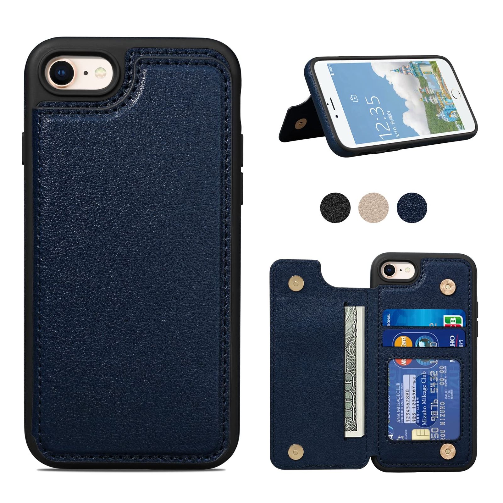 背面収納 スタンド iPhone iPhone iPhone SE iPhone 第2世代 iPhone 第3世代 カード収納 用 用 カバー 用 iPhone 用 スマホケース SE 手帳型ケース 用 7 アイフォン8 カード iPhone 背面ケース SE