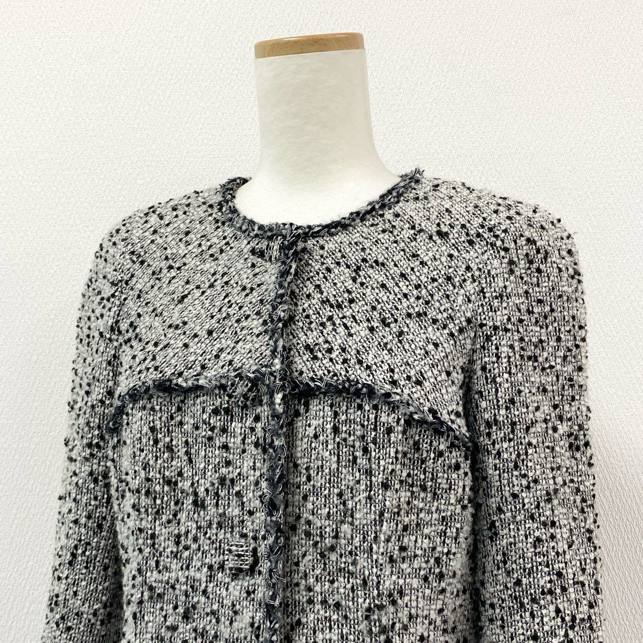 65g18 Rene ルネ ノーカラー ツイードコート TISSUE 34