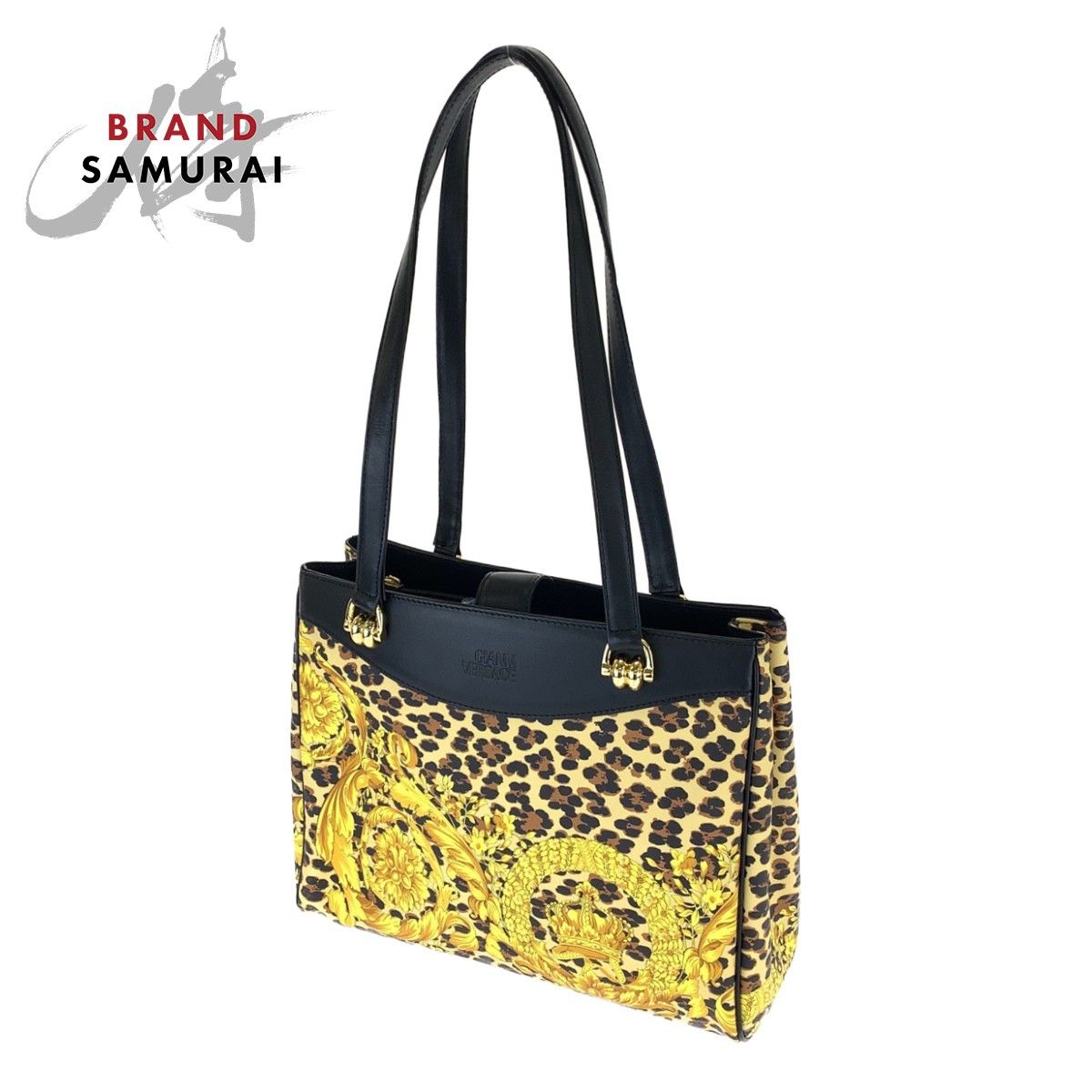 ジャンニヴェルサーチ 張り出し ハンドバッグ 豹柄 