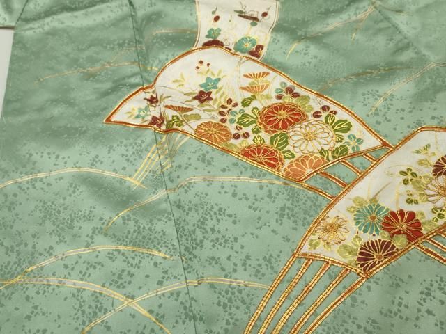 平和屋着物□訪問着 駒刺繍 扇花文 金彩 正絹 逸品 AAAY0894cs - メルカリ 