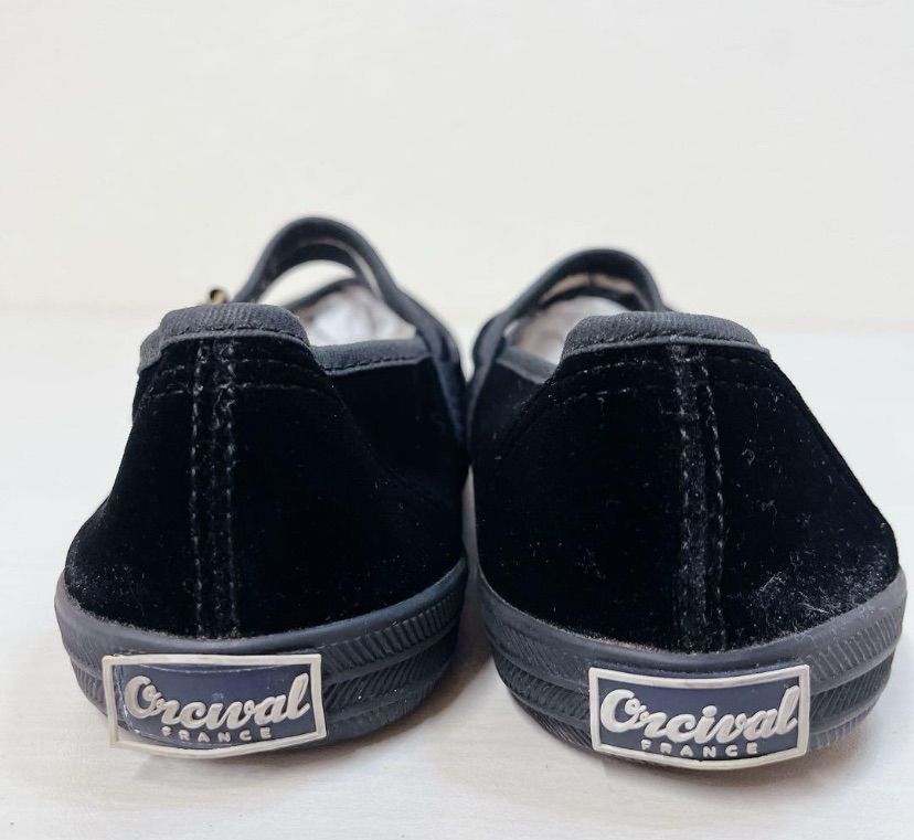 美品》ORCIVAL ベルベット ストラップシューズ 23.0 ブラック
