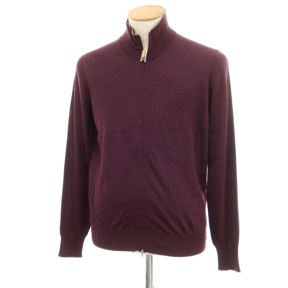 【中古】ブルネロクチネリ Brunello Cucinelli カシミヤシルク ジップアップ カーディガン パープル【サイズ46】【メンズ】