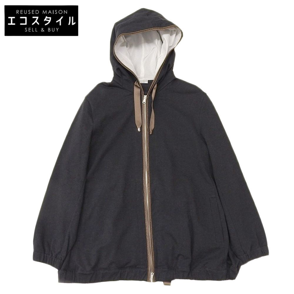 BRUNELLO CUCINELLI ブルネロクチネリ モニーレ装飾 ジップアップ パーカー トップス レディース グレー XS 19年 MH827SB216 XS