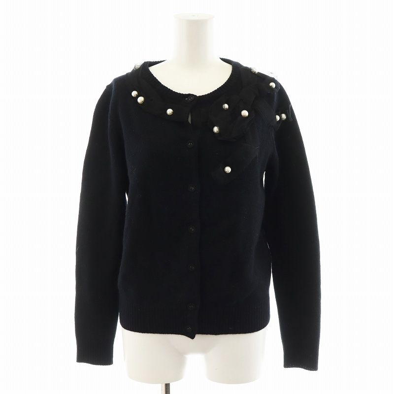 ランバンオンブルー LANVIN en Bleu カーディガン パール リボン 
