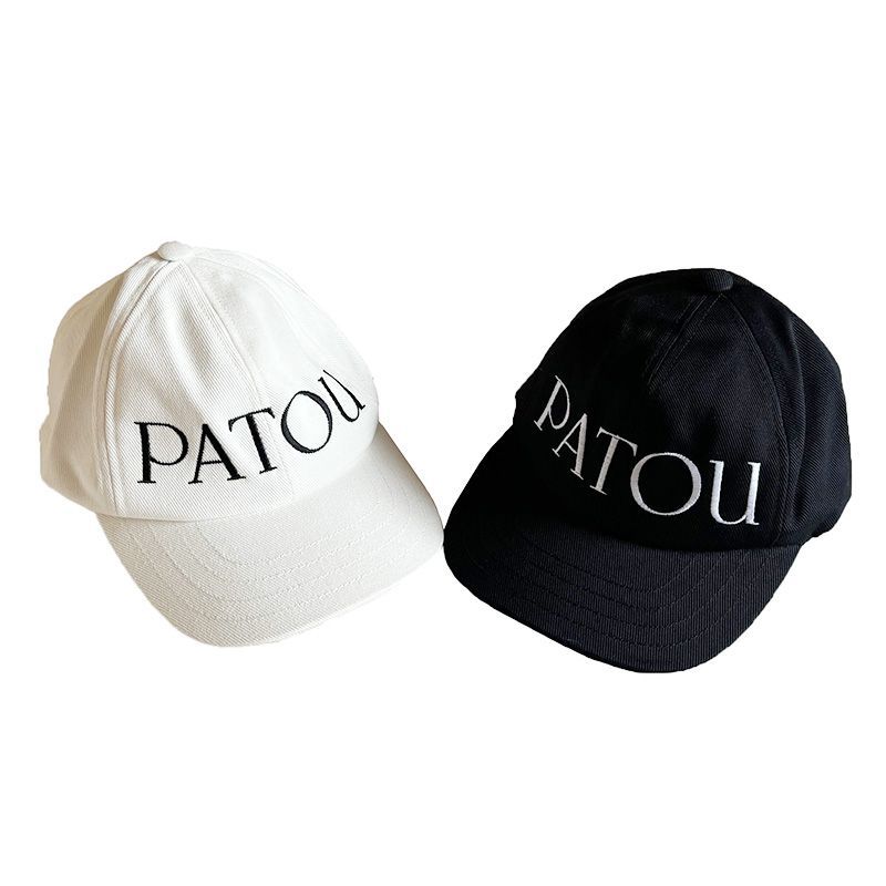 xs/ ファッション PATOU(パトゥー) ロゴ刺繍キャップ 帽子 ブラック