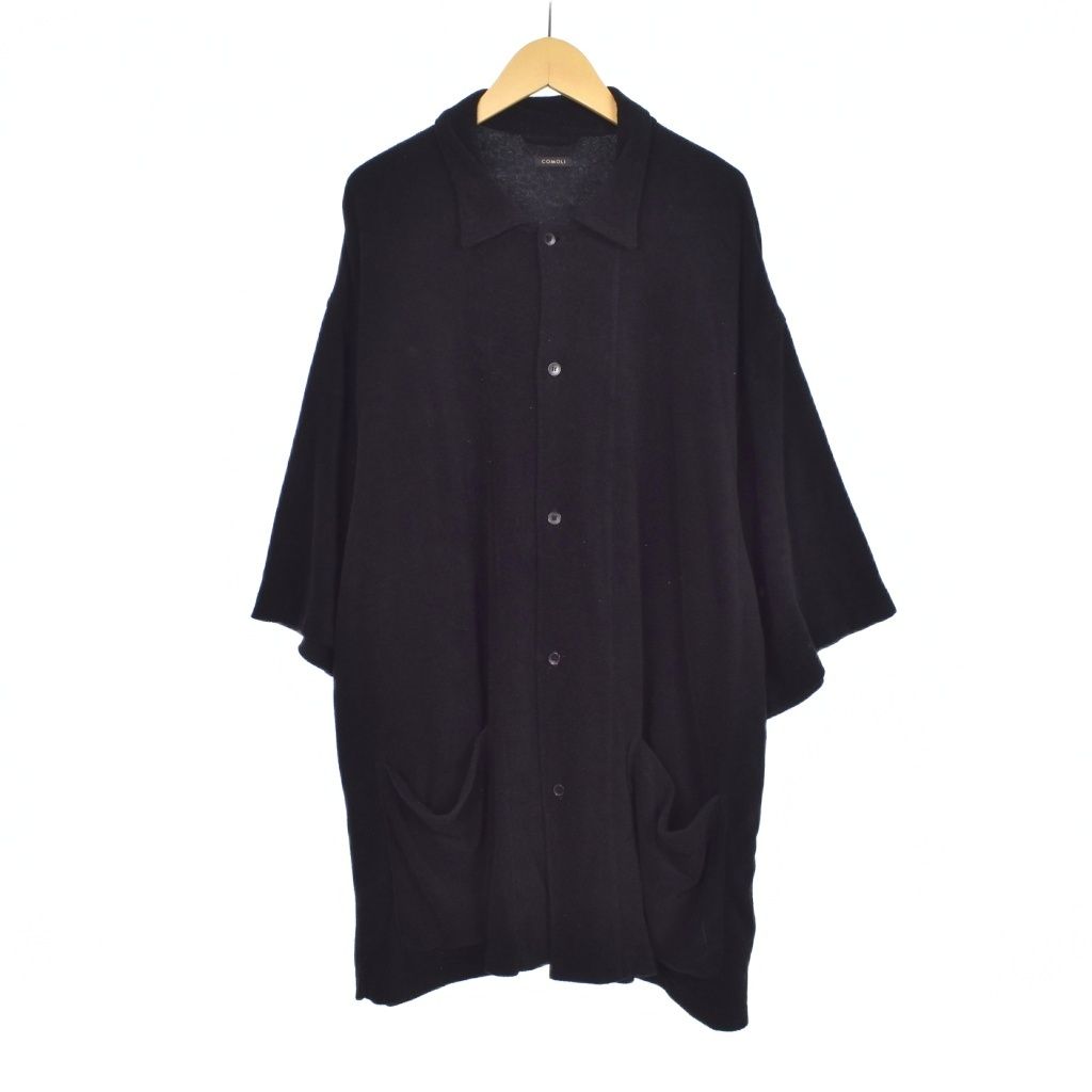 コモリ COMOLI 25SS C/CA パイル半袖シャツ 3 黒 ブラック B01