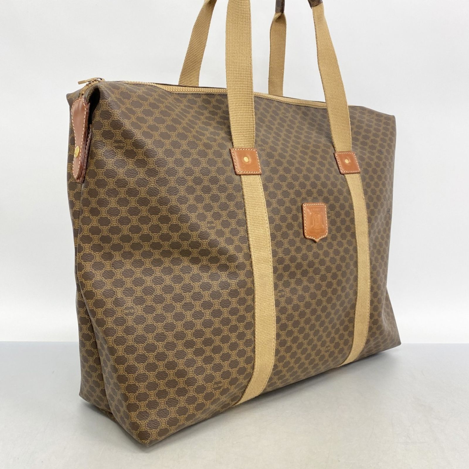 CELINE マカダム柄ミニボストンバッグ M162 ブラウン ヴィンテージ