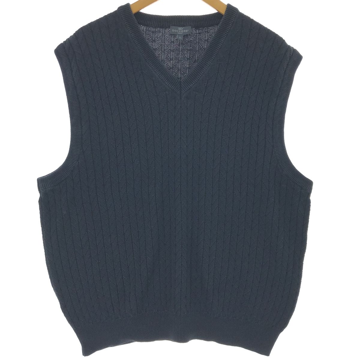 古着 DOCKERS GOLF リブ編み Vネック コットンニットベスト メンズXL相当/eaa463822