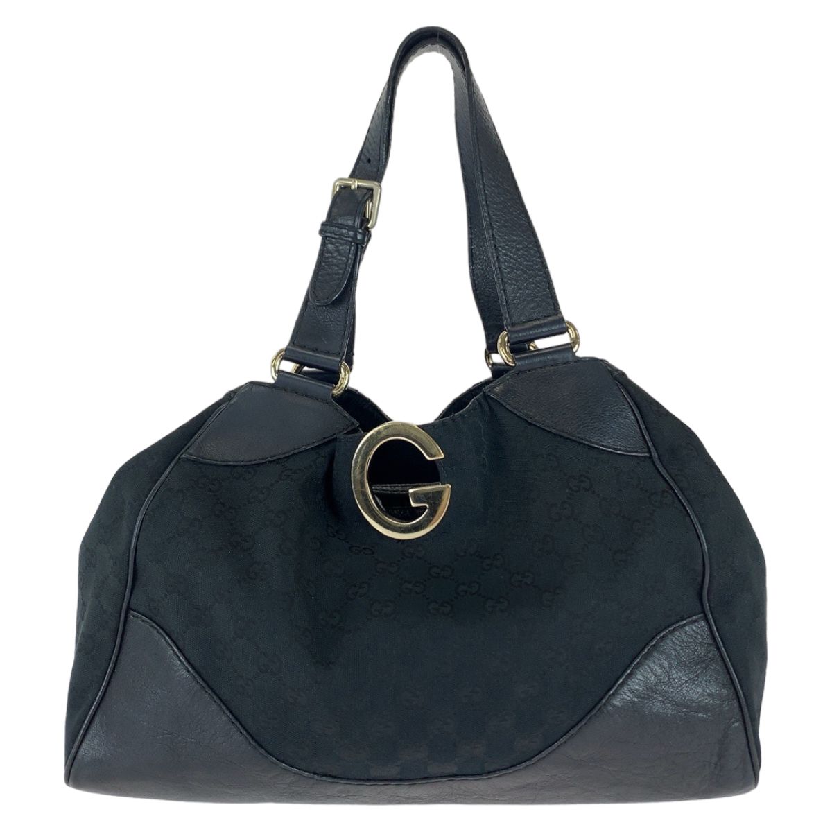 GUCCI ハンドバッグ キャンバス レザー GG シルバー金具 黒 美品 GUCCI グッチ ブラック シルバー金具 GGキャンバス/レザー