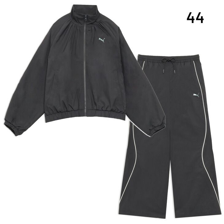 プーマ 上下セット レディース PUMA TRN EDGE 裏メッシュ ウーブン クロップド丈 ジャケット ロングパンツ セットアップ ウィンドブレーカー スポーツウエア 上下組 運動 スポーツMIX レディースファッション 527989-527990