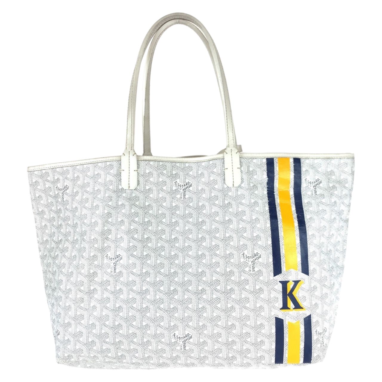 【美品】  GOYARD / ゴヤール | サンルイPM レザー トートバッグ | ホワイト | レディース底角一部シミインク跡