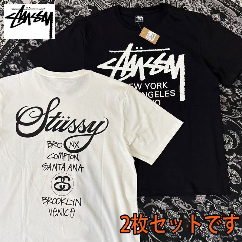 新品 未使用 STUSSY ステューシー WORLD TOUR TEE 男女兼用 黑+