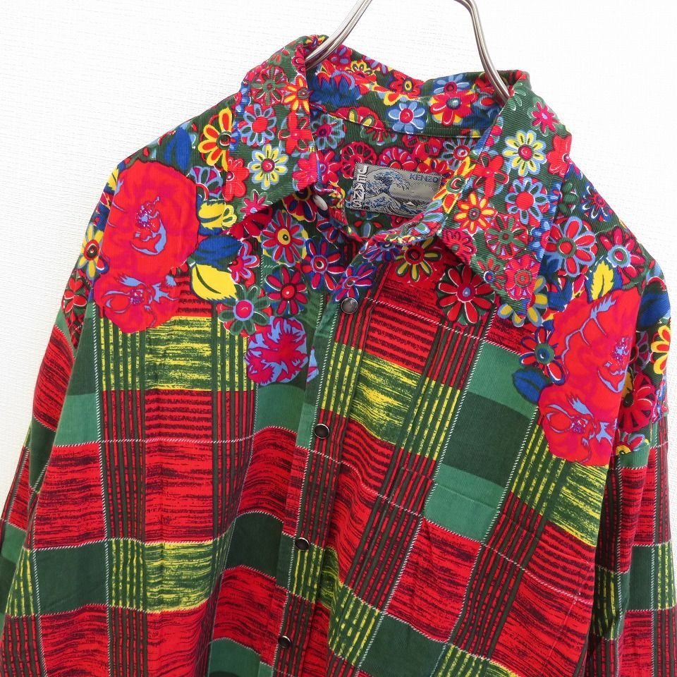KENZO ケンゾー　ヴィンテージ　和柄　着物シャツ ケンゾー KENZO JEANS ヴィンテージ 花柄 コーデュロイ シャツ