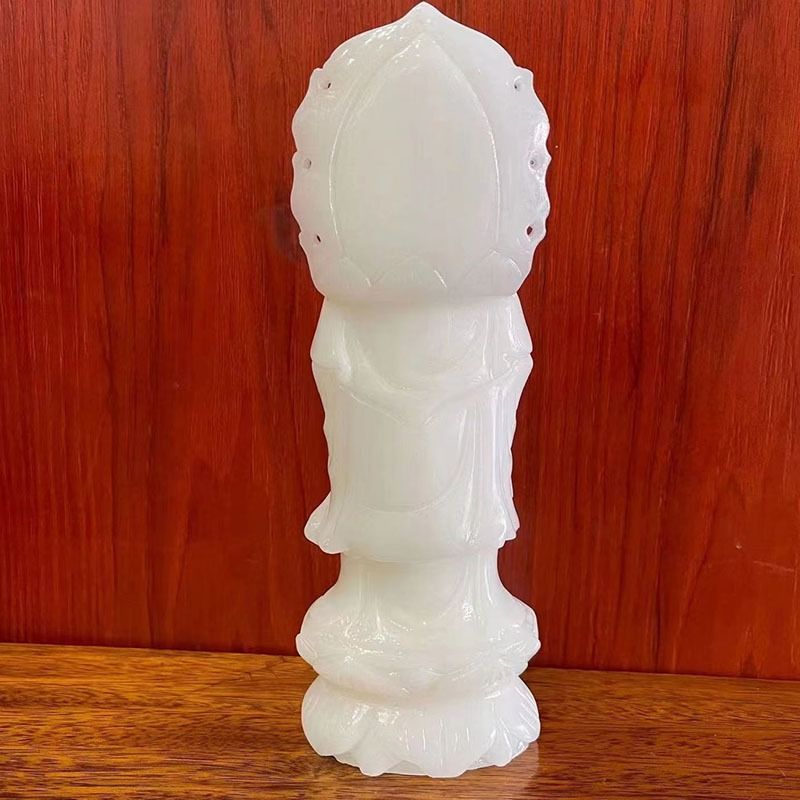 観音菩薩 ホワイト 白 神 神様 仏 仏像 翡翠インテリア オブジェ 幸運