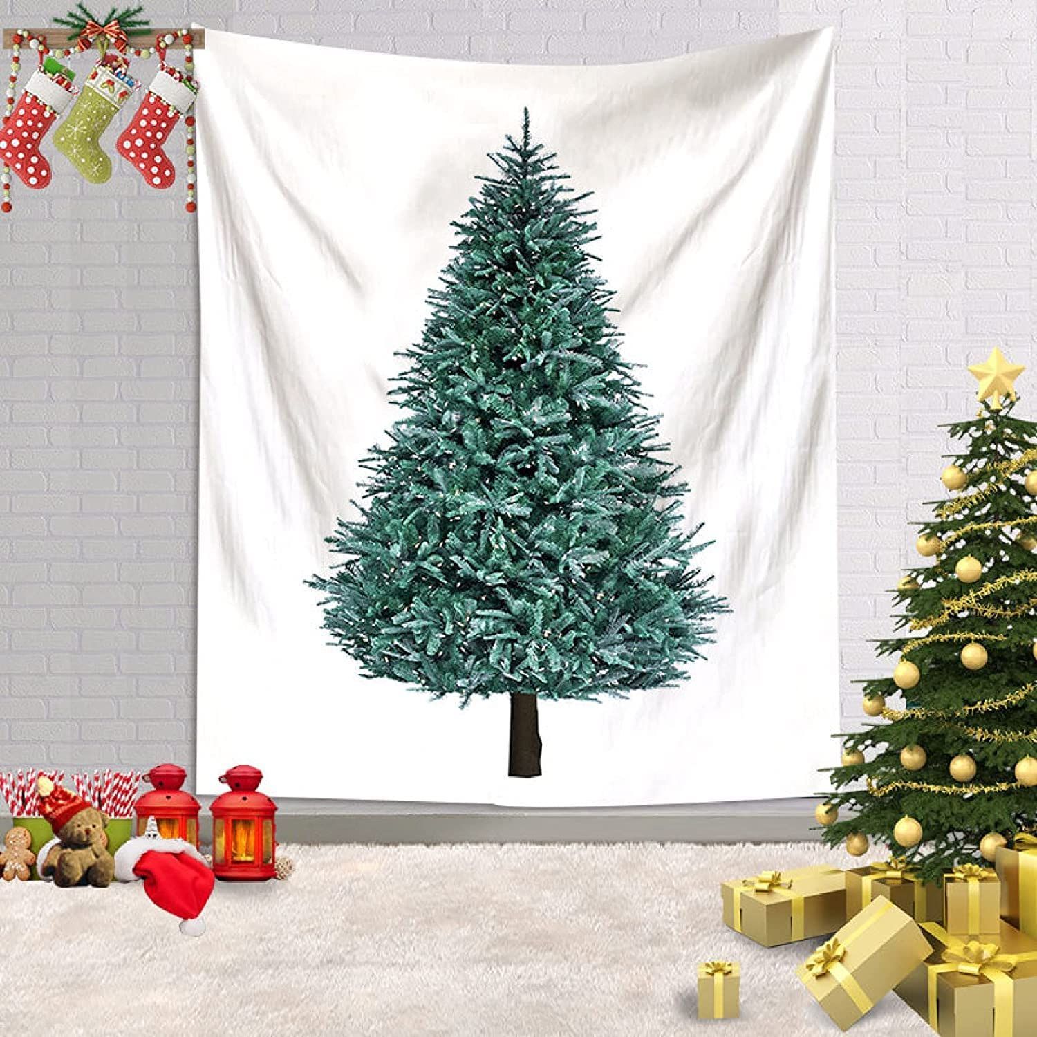 特価商品】150*100cm タペストリー クリスマス 暖炉 タペストリー