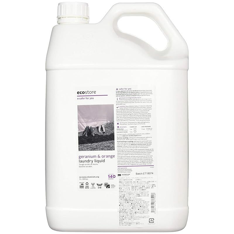 ecostore エコストア ランドリーリキッド ゼラニウム-オレンジ 5L 洗濯洗剤 洗剤 液体 植物由来 肌にやさしい 大容量 詰め替え